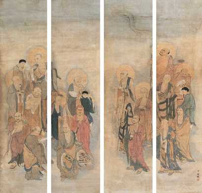 佚名 佛教故事图 四屏